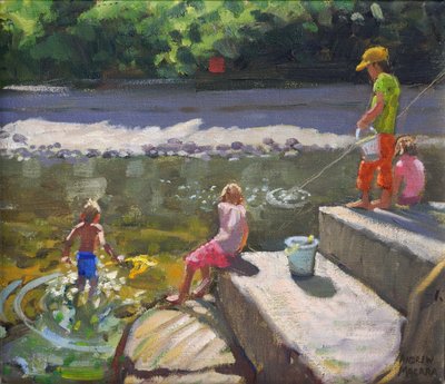 Bambini che pescano, Looe, Cornovaglia, 2014 da Andrew Macara